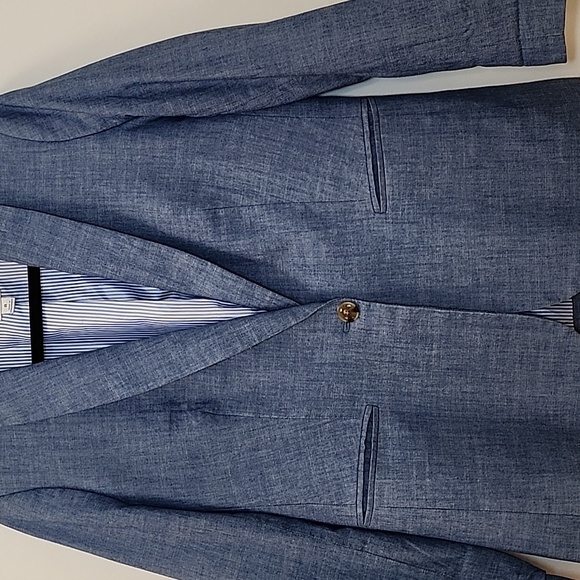 J. Crew 100% Cotton Chambray Holland blazer Light Blue Single-Button Preppy Sz 8 - Picture 5 of 16